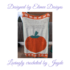 Crocheted pumpkin Halloween blanket
