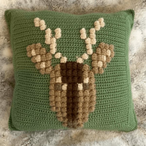 Crochet deer head pillow