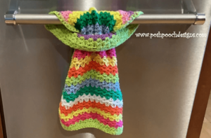 Vibrant crocheted chevron towel