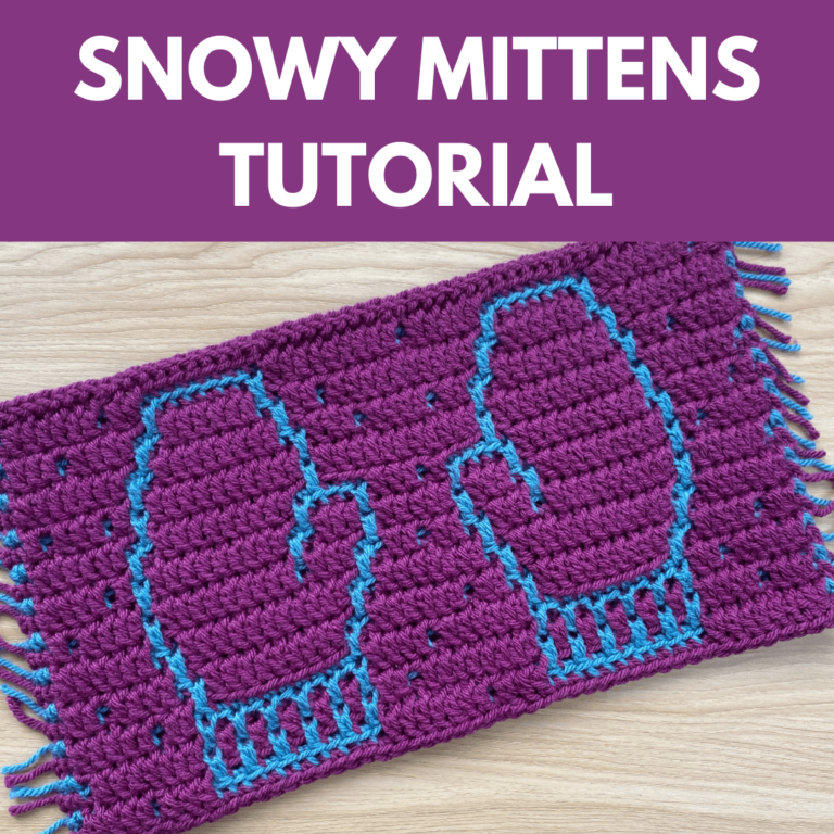 Crochet snowy mittens pattern