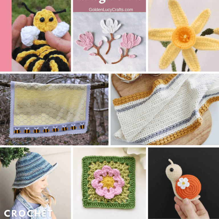 Diverse crochet projects collage