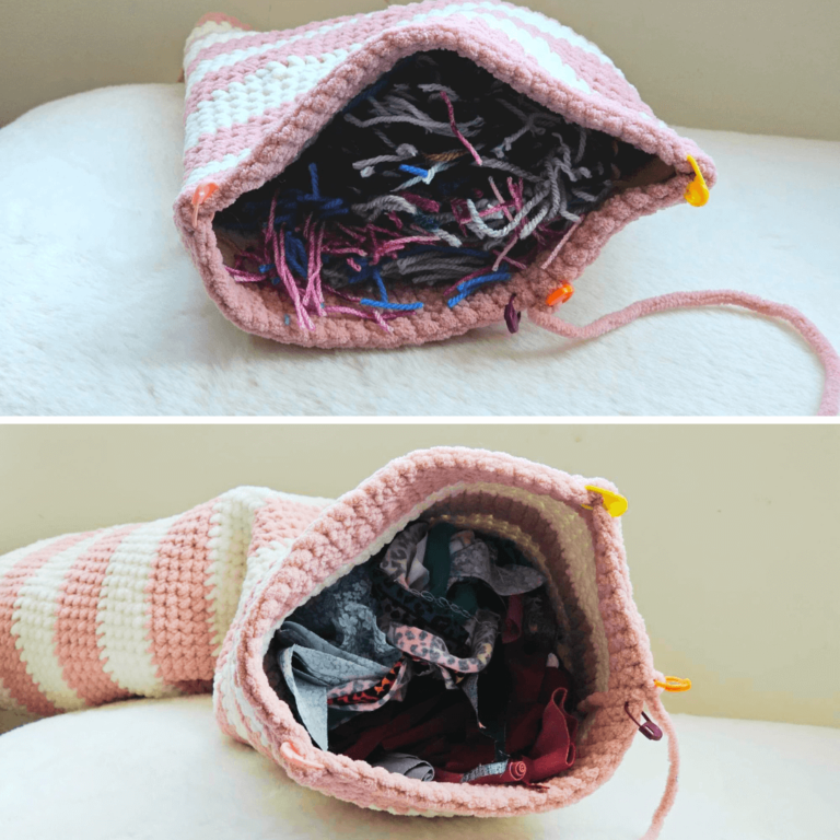 Crochet scrap storage bag
