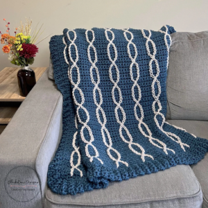 Blue crochet chain blanket