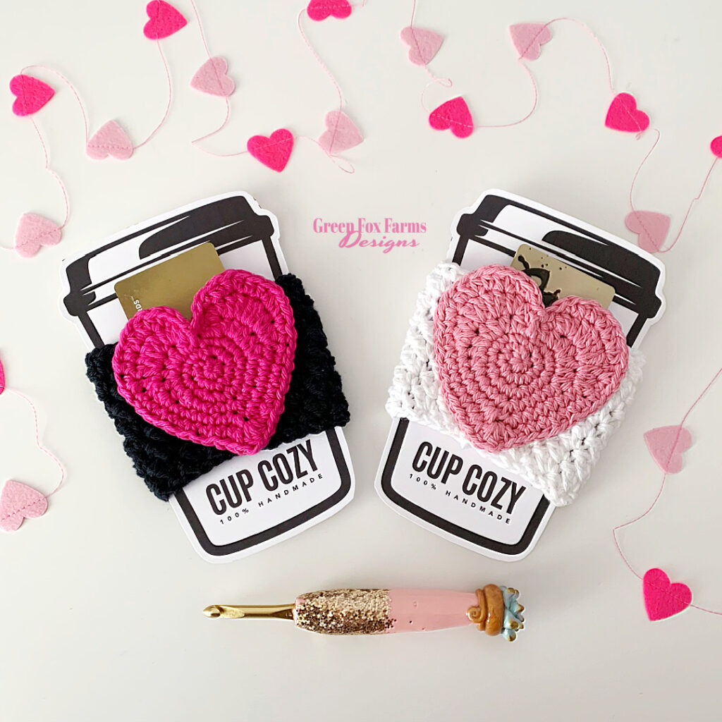 Two heart cup cozies, gift cards