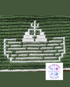 Green and white mosaic crochet