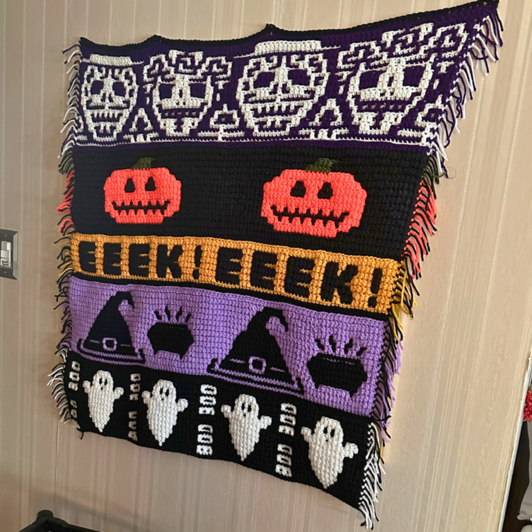 Crocheted Halloween themed blanket