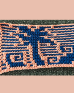 Mosaic crochet blue peach pattern