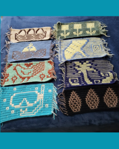 Colorful patterned crochet pieces