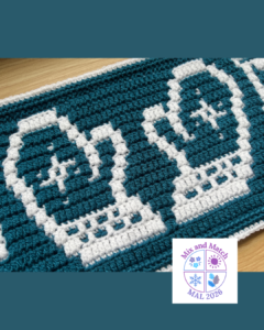 Teal white geometric crochet pattern