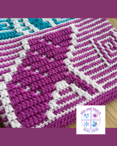 Colorful mosaic crocheted fabric