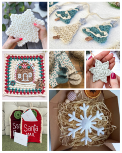 Crocheted Christmas decorations collage