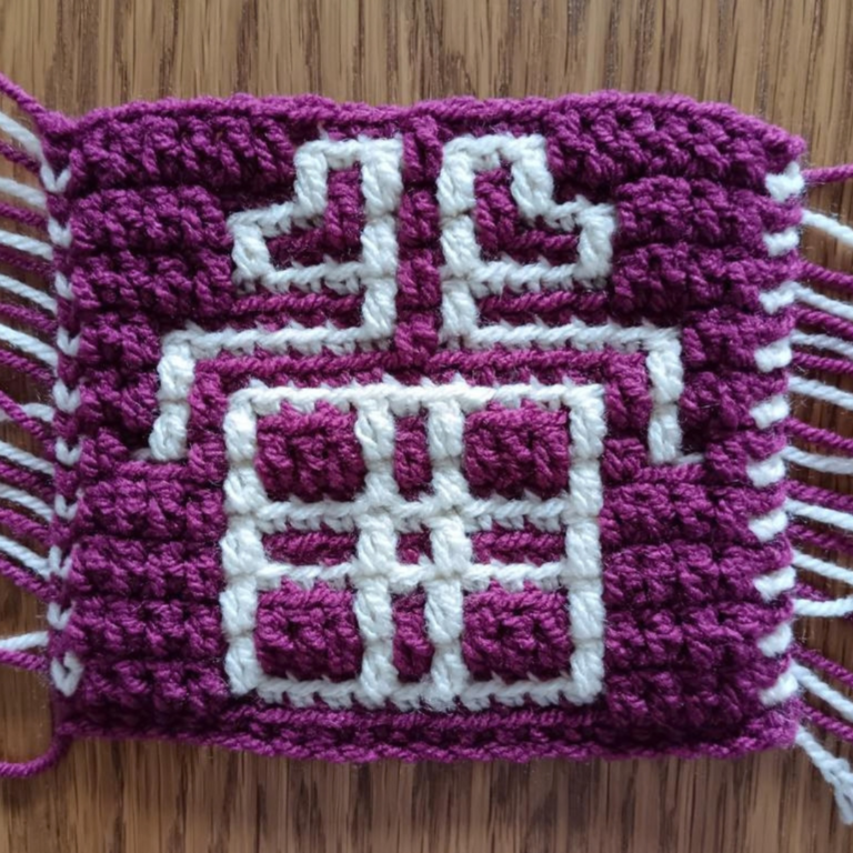 Crocheted purple and white pattern